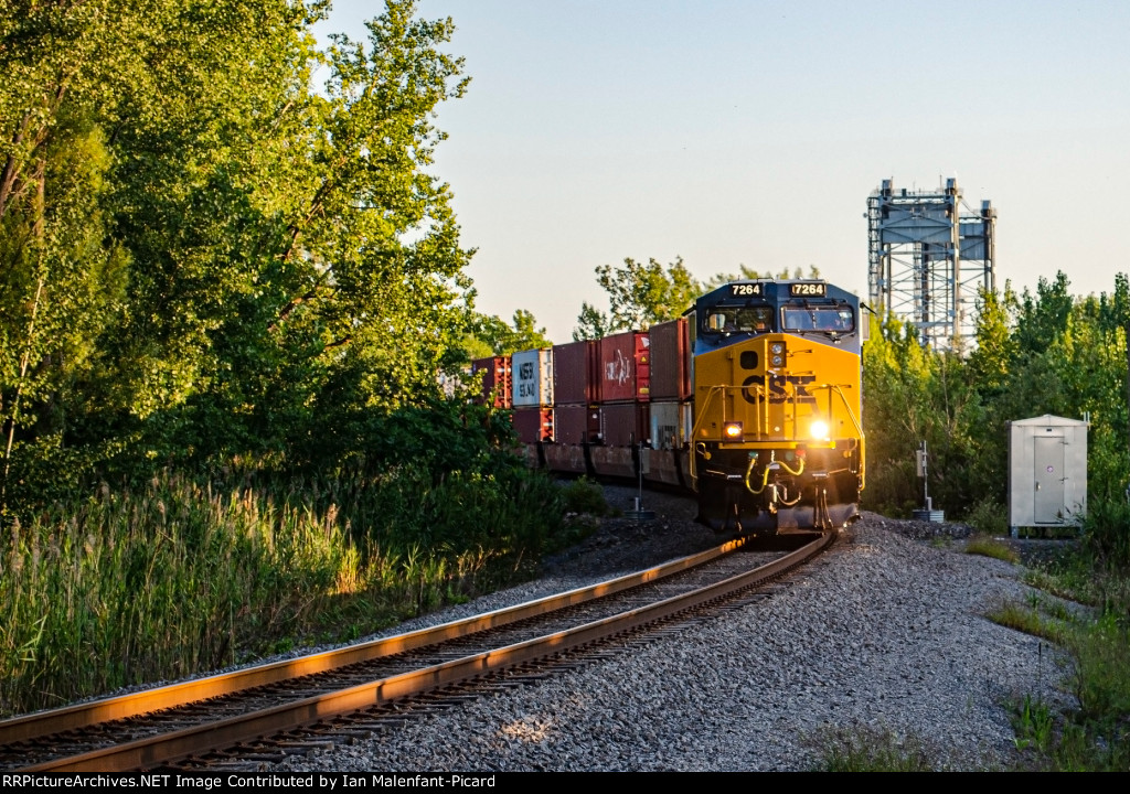 CN 326 with fresh CSX leading next to Larocque Bridge